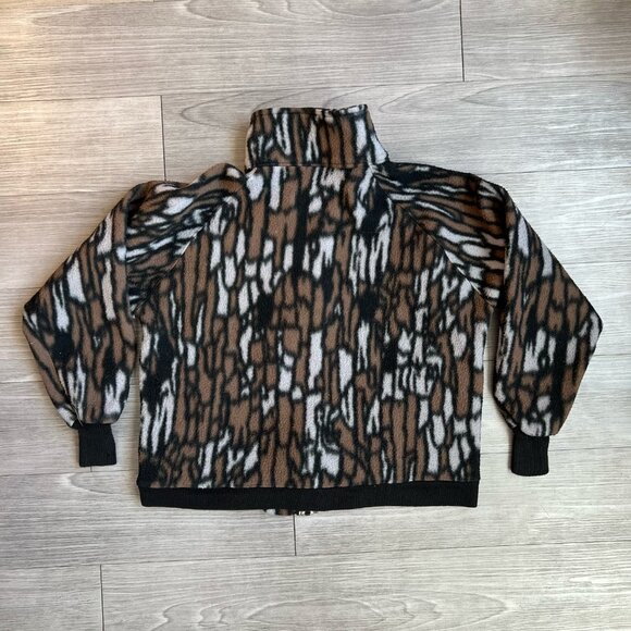 Vintage SafTBak Treebark Camo Fleece Zip Up Jacket Coat Cropped Size L - Picture 4 of 4